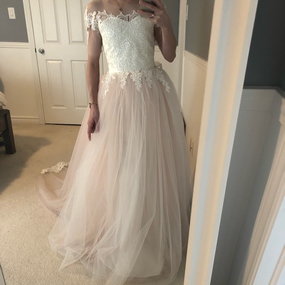 Blush and ivory Princess Prom / Wedding Gown - Small - Picture 2 of 7